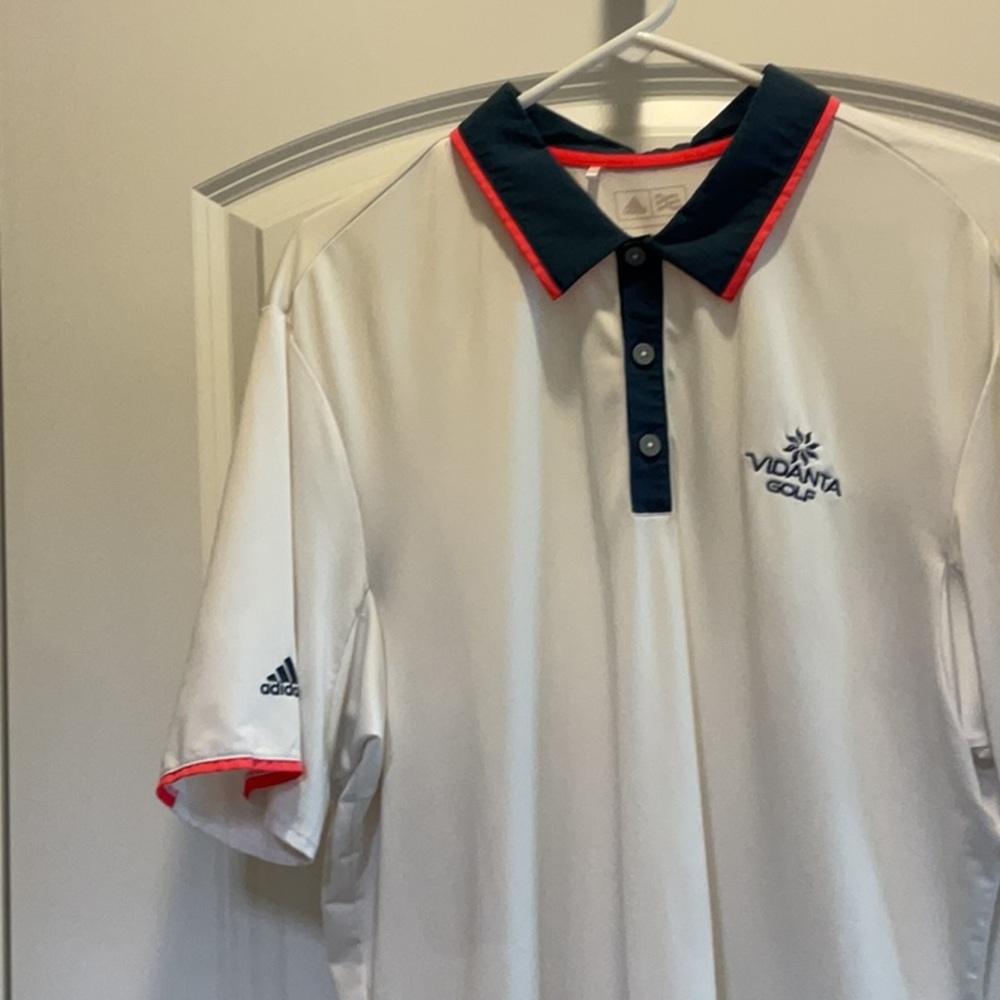 Adidas White and Navy Men's Golf Shirt